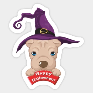 Cute Halloween Puppy Witch Sticker